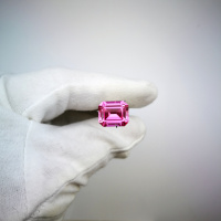 Рубин розовый выращенный, октагон 10*12 мм