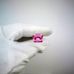 Рубин розовый выращенный, октагон 10*12 мм