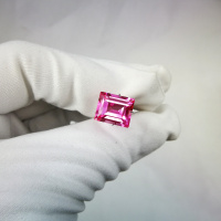 Рубин розовый выращенный, багет 10*12 мм