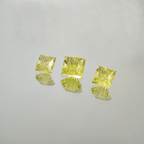 Цитрин, фантазийная огранка, комплект квадратов