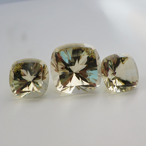 Цитрин, фантазийная огранка, кушоны 18*18 мм и 14*14 мм