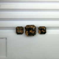 Раухтопаз, гарнитур, октагоны 14*14 мм и 10*10 мм