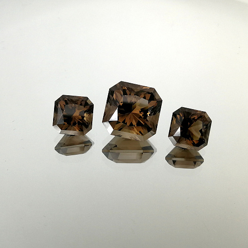 Раухтопаз, гарнитур, октагоны 14*14 мм и 10*10 мм