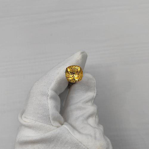 Цитрин желто-оранжевый, кушон фантазийный 12*12 мм