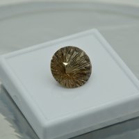 Раухтопаз, фантазийная огранка, круг, 18 мм