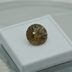 Раухтопаз, фантазийная огранка, круг, 18 мм