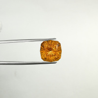Цитрин апельсин, антик фантазийный 14*14 мм