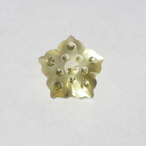 Цитрин, фантазийная огранка Цветок матовый 15 мм