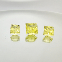 Цитрин, фантазийная огранка, комплект квадратов