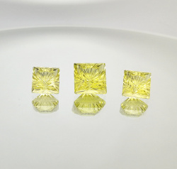 Цитрин, фантазийная огранка, комплект квадратов