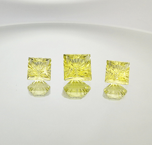 Цитрин, фантазийная огранка, комплект квадратов
